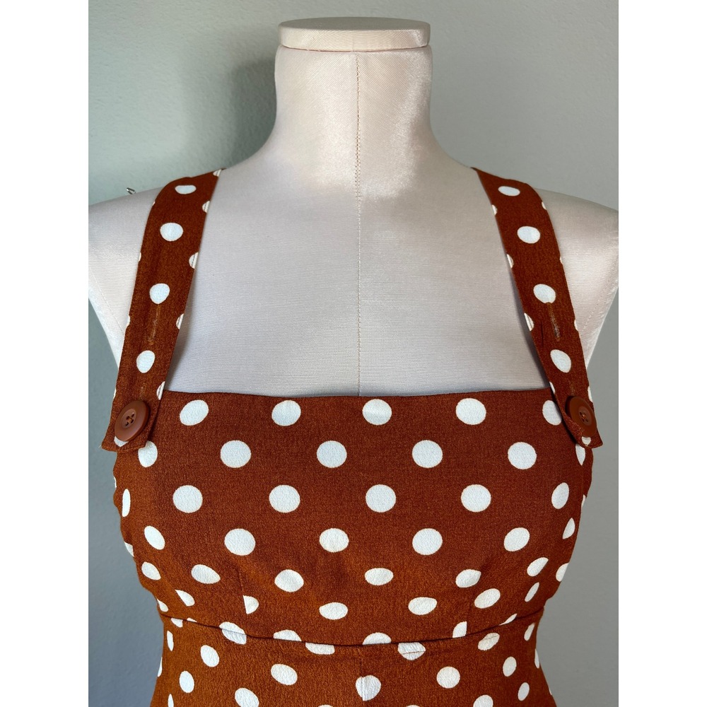 Kimchi Blue Romper Brown Polka Dot Stephie Shift Romper Size Small - Picture 6 of 11